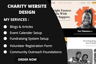 create donation website, charity website, non profit website, and church website
