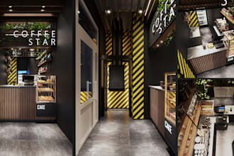 professional coffee shop interior visualization and concepts