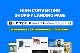 build landing page in replo, instant, gempages, pagefly for shopify store