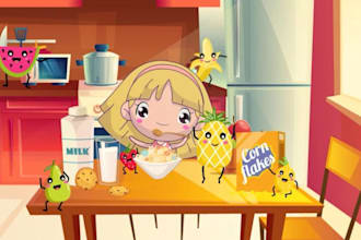 create 2d custom animation for kids and children songs