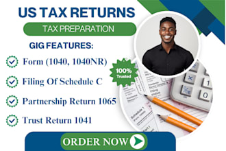 prepare and e file US tax returns for individual and business 1040, 1120, 1065