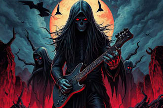 draw pen and ink dark art illustrations for merch and album