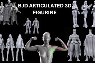 sculpt custom 3d bjd doll toy and articulated model, 3d figurine stl printing