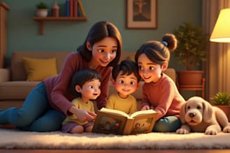 illustrate christian children story book, bible story illustration