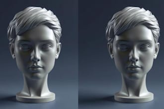 3d head model, 3d head bust, 3d character model, bambu studio, stl for 3d print