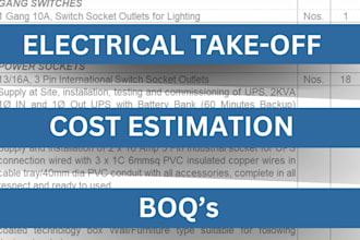 do electrical takeoff, cost estimation and boq of projects