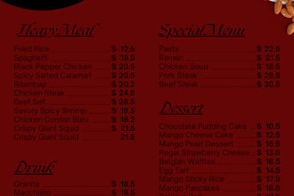 create amazing design food menu and resturant