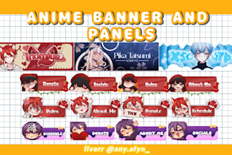 create twitch banner and panels in chibi or anime style