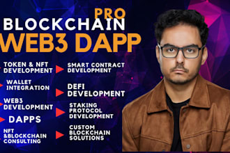 develop web3 dapps, ico  website, blockchain solana evm, nft smart contracts