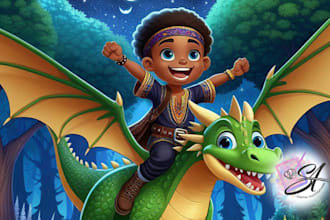 draw 3d realistic children story book, kids illustration, ebook
