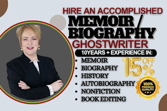 ghostwrite memoir, biography, nonfiction autobiography ebook writer book editing