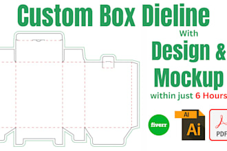 create custom box packaging dieline cut lines and design