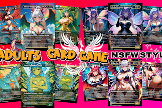 design adult card game illustration anime style waifu nsfw art design or tgc