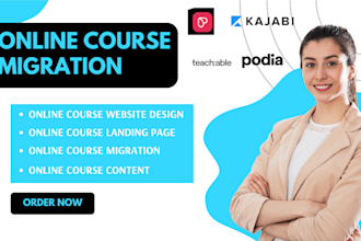 create your kajabi online course landing page, thinkific online course migration