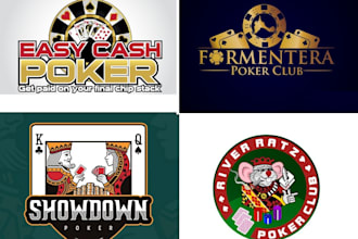 do modern poker chip, playing card, slot, poker logo or any graphics design
