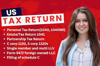 prepare and efile us tax returns llc tax business tax 1040 1120 1065 5472