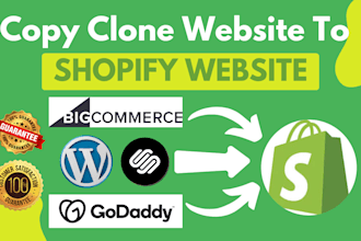 migrate copy clone wordpress squarespace godaddy bigcommerce to shopify website