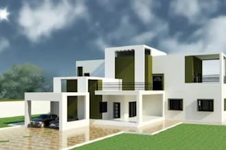 visualize realistic 3d upscale villa house,revit model, exterior layout, vr tour