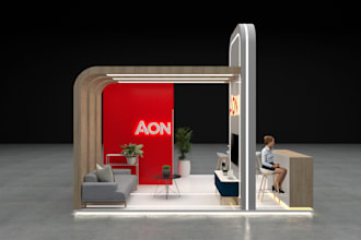 create a modern and functional booth or kiosk design tailored to your needs