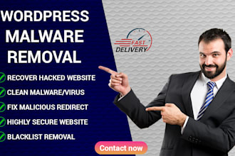 do wordpress malware removal and install premium security in 12h