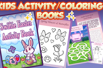 do children activity book, kids and adult coloring book, cover design