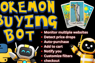 build amazon pokemon card bot, tcgplayer bot, autobuy bot, product monitor bot