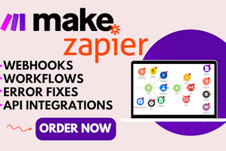 setup make com automation, zapier, integromat, make com api