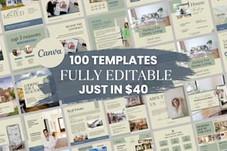 design 100 editable canva templates and instagram stories