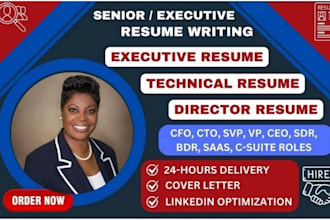 write professional executive resume, executive level, director, cover letter