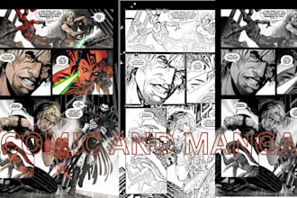 draw comic page, comic strip, comic book, graphic novel , anime manga storyboard