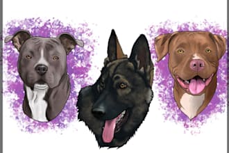draw realistic digital portrait of your dog in my art style