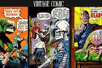 illustrate your comic book page, cover in vintage, retro art style