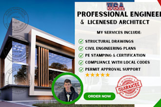 licensed architect us pe stamp, city permit in nebraska, louisiana, nevada, txs