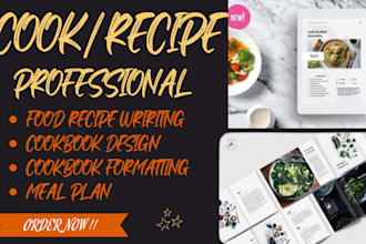 write cookbook, cookbook recipe book design cookbook formatting menu meal plan