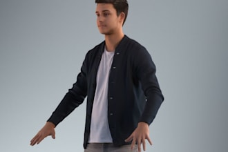 make a low poly 3d realistic  character modeling for games and amination