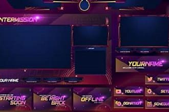 design twitch overlay illustration twitch scene twitch panel  twitch emotes