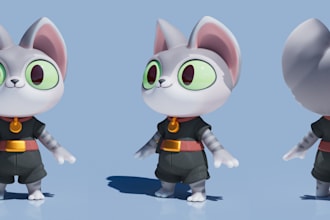 design cute 3d mascot model, toys, animal, 3d model in cartoon style