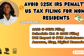 do file US tax 1120, 5472, 1065, k1 US llc tax for non resident