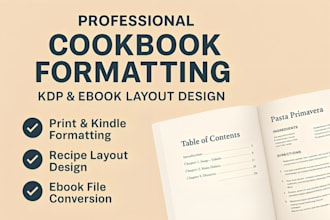 do cookbook formatting recipe layout design, KDP ebook formatting recipe journal