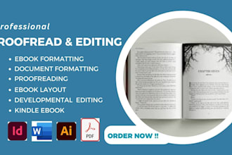 proofread, edit, copy your book, story, novel, document formatting