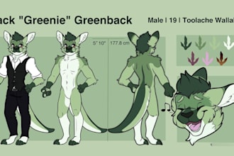 draw furry character reference sheet art fursona ref sheet f2u avatar commission