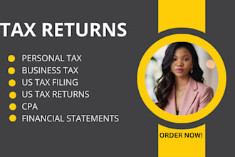 prepare and efile individual or business income US tax return 1040 1065 1120 CPA