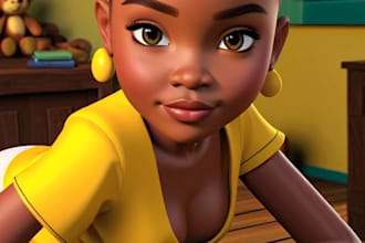 do 3d african american children book illustration, kids story book