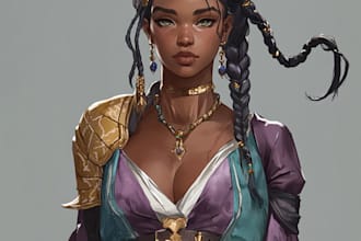 build up a fantasy dnd character art illustration
