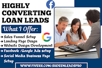 generate hot business loan leads student loan mca leads finance landing page