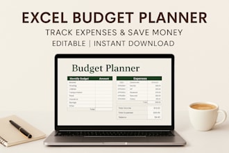 create digital planner, excel budget spreadsheet planner for etsy store