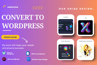convert figma xd PSD to wordpress with divi or elementor