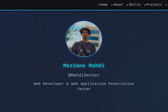 develop a creative personal portfolio site with animation