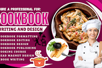 write, design and format quality cookbook, recipe, meal plan, food recipe