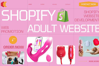 create adult shopify store, adult toy store, adult web promotion shopify website